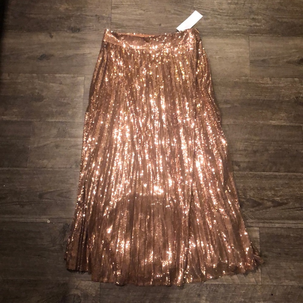 Urban Outfitters Rose Gold Midi Skirt